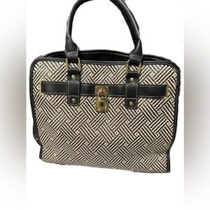 Black striped Women's Handbag